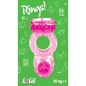 Розовое эрекционное кольцо с вибрацией Rings Ringer - Lola Games - в Невинномысске купить с доставкой