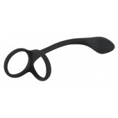 Эрекционное кольцо с утяжкой на мошонку и анальным плаг Black Velvets - Orion - в Невинномысске купить с доставкой