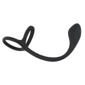 Эрекционное кольцо с утяжкой на мошонку и анальным плаг Black Velvets - Orion - в Невинномысске купить с доставкой