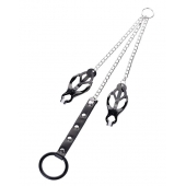 Черно-серебристые зажимы для сосков с кольцом для пениса TOYFA Metal - ToyFa - купить с доставкой в Невинномысске