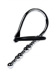 Серебристый уретральный плаг-бусины TOYFA Metal с мягким фиксириющим кольцом - ToyFa - купить с доставкой в Невинномысске