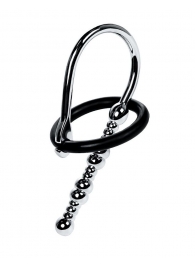 Серебристый уретральный плаг-бусины TOYFA Metal с мягким фиксириющим кольцом - ToyFa - купить с доставкой в Невинномысске