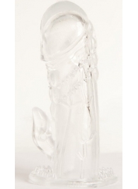 Прозрачная гелевая насадка с клиторальным отростком - 13 см. - Toyfa Basic - в Невинномысске купить с доставкой