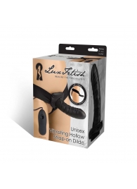 Чёрный полый страпон с вибрацией Unisex Vibrating Hollow Strap-On - 14 см. - Lux Fetish - купить с доставкой в Невинномысске