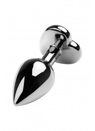 Серебристая коническая анальная пробка с красным кристаллом-сердечком - 7 см. - ToyFa - купить с доставкой в Невинномысске