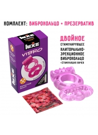 Розовое эрекционное виброкольцо Luxe VIBRO  Бархатный молот  + презерватив - Luxe - в Невинномысске купить с доставкой