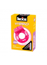 Розовое эрекционное виброкольцо Luxe VIBRO  Ужас Альпиниста  + презерватив - Luxe - в Невинномысске купить с доставкой