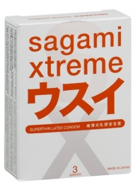 Ультратонкие презервативы Sagami Xtreme SUPERTHIN - 3 шт. - Sagami - купить с доставкой в Невинномысске