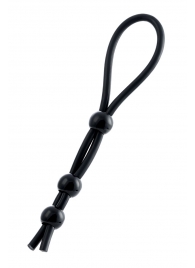 Черное лассо на пенис с тремя бусинами - A-toys - в Невинномысске купить с доставкой