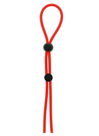 Красное лассо на пенис с двумя бусинами STRETCHY LASSO CAGE - Dream Toys - в Невинномысске купить с доставкой