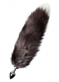 Серебристая металлическая анальная втулка с хвостом чернобурой лисы - размер S - ToyFa - купить с доставкой в Невинномысске