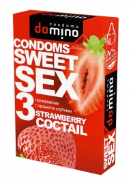 Презервативы для орального секса DOMINO Sweet Sex с ароматом клубничного коктейля  - 3 шт. - Domino - купить с доставкой в Невинномысске