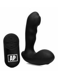 Черный стимулятор простаты Alpha-Pro 7X P-Milker Silicone Prostate Stimulator with Milking Bead - XR Brands - в Невинномысске купить с доставкой