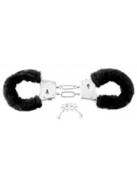 Меховые чёрные наручники Beginner s Furry Cuffs - Pipedream - купить с доставкой в Невинномысске