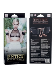 Черные мягкие наручники Entice French Cuffs с цепью - California Exotic Novelties - купить с доставкой в Невинномысске