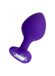 Фиолетовая анальная втулка Diamond Heart с прозрачным кристаллом - 8 см. - ToyFa - купить с доставкой в Невинномысске