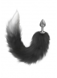 Серебристая анальная пробка с черным хвостом Galaxy - Lola Games - купить с доставкой в Невинномысске