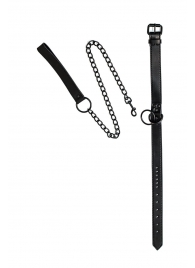 Черный ошейник Sin с поводком - Lola Games - купить с доставкой в Невинномысске