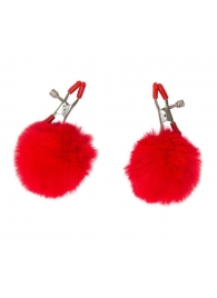 Зажимы на соски Angelic с красными меховыми шариками - Lola Games - купить с доставкой в Невинномысске