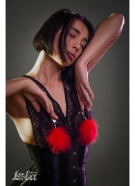 Зажимы на соски с красным пухом Euphoric - Lola Games - купить с доставкой в Невинномысске