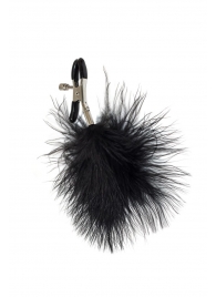 Зажимы на соски с черным пухом Euphoric - Lola Games - купить с доставкой в Невинномысске