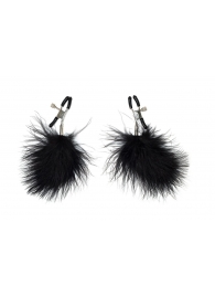 Зажимы на соски с черным пухом Euphoric - Lola Games - купить с доставкой в Невинномысске