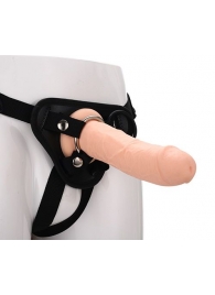 Черные трусики с телесной насадкой STRAP ON REAL DILDO - 21 см. - Dream Toys - купить с доставкой в Невинномысске