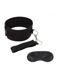 Черный ошейник с длинным поводком Collar and Leash Set - Lux Fetish - купить с доставкой в Невинномысске