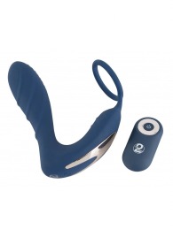 Синий вибростимулятор простаты с кольцом - 14,5 см. - Orion - в Невинномысске купить с доставкой