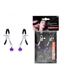 Оригинальные зажимы на соски с фиолетовыми шариками - Notabu - купить с доставкой в Невинномысске