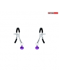 Оригинальные зажимы на соски с фиолетовыми шариками - Notabu - купить с доставкой в Невинномысске