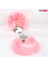 Металлические наручники с мягкой нежно-розовой опушкой - Notabu - купить с доставкой в Невинномысске