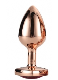 Золотистая анальная втулка с кристаллом-сердечком розового цвета - 7,1 см. - Dream Toys - купить с доставкой в Невинномысске