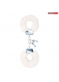 Белые меховые наручники на сцепке с ключиками - Notabu - купить с доставкой в Невинномысске