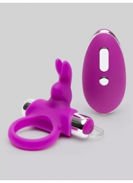 Лиловое виброкольцо с пультом ДУ Remote Control Cock Ring - Happy Rabbit - в Невинномысске купить с доставкой