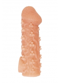 Телесная закрытая насадка с пучками шишечек Cock Sleeve Size S - 13,8 см. - KOKOS - в Невинномысске купить с доставкой