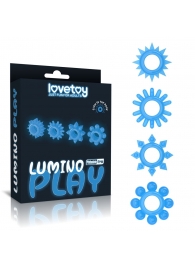 Набор из 4 голубых, светящихся в темноте эрекционных колец Lumino Play - Lovetoy - в Невинномысске купить с доставкой