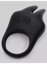 Черное эрекционное виброкольцо Sensation Rechargeable Vibrating Rabbit Love Ring - Fifty Shades of Grey - в Невинномысске купить с доставкой