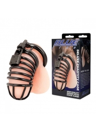 Черная металлическая клетка с замком Deluxe Chastity Cage - BlueLine - купить с доставкой в Невинномысске