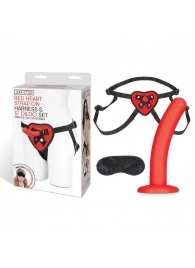 Красный поясной фаллоимитатор Red Heart Strap on Harness   5in Dildo Set - 12,25 см. - Lux Fetish - купить с доставкой в Невинномысске