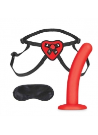 Красный поясной фаллоимитатор Red Heart Strap on Harness   5in Dildo Set - 12,25 см. - Lux Fetish - купить с доставкой в Невинномысске