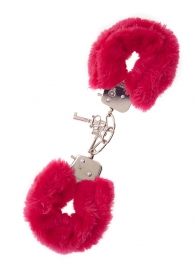 Металлические наручники с красной меховой опушкой METAL HANDCUFF WITH PLUSH RED - Dream Toys - купить с доставкой в Невинномысске