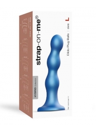 Голубая насадка Strap-On-Me Dildo Plug Balls size L - Strap-on-me - купить с доставкой в Невинномысске