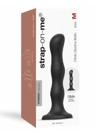 Черная насадка Strap-On-Me Dildo Geisha Balls size M - Strap-on-me - купить с доставкой в Невинномысске