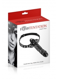 Черный кляп-фаллоимитатор Double Penis Gag - Fetish Tentation - купить с доставкой в Невинномысске