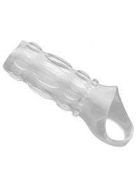 Насадка на пенис с кольцом для мошонки Clear Sensations Enhancer Sex Sleeve - 11,5 см. - XR Brands - в Невинномысске купить с доставкой