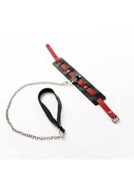 Черный ошейник с красным ремешком и поводком - Crazy Handmade - купить с доставкой в Невинномысске