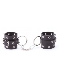 Черные кожаные наручники с люверсами - Crazy Handmade - купить с доставкой в Невинномысске