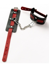 Черные оковы с красным декором и заклепками - Crazy Handmade - купить с доставкой в Невинномысске