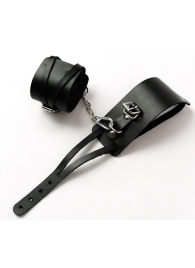 Черные кожаные оковы с креплением в виде веревочек - Crazy Handmade - купить с доставкой в Невинномысске